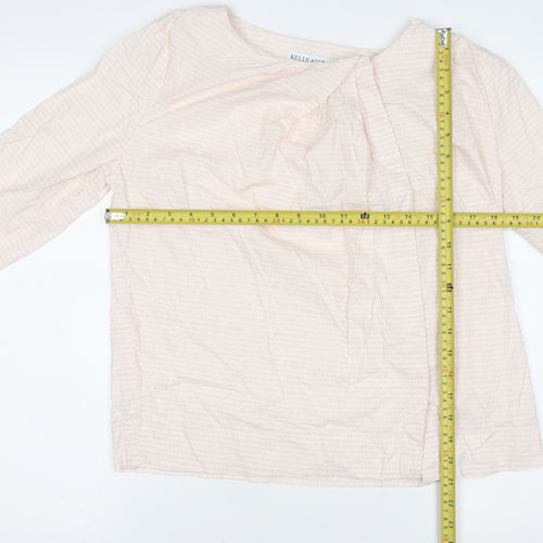 Kelly & Grace Women's Beige Tunic Blouse M 3/4 Sleeve Cotton Blend