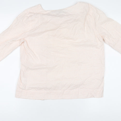 Kelly & Grace Women's Beige Tunic Blouse M 3/4 Sleeve Cotton Blend