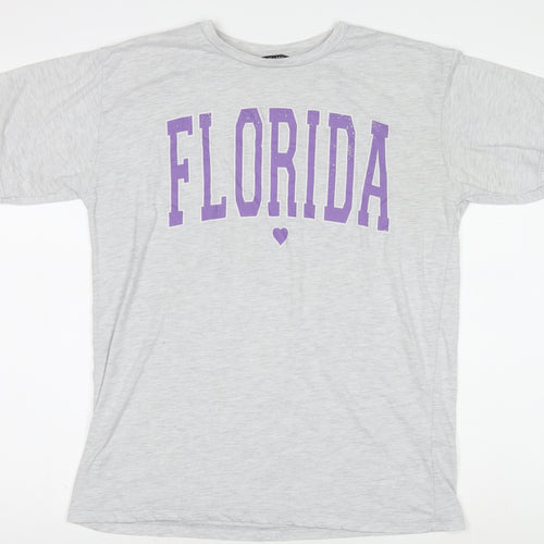 MaxMila Women’s Grey Florida Print Cotton T-Shirt Size M