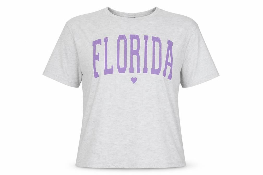 MaxMila Women’s Grey Florida Print Cotton T-Shirt Size M