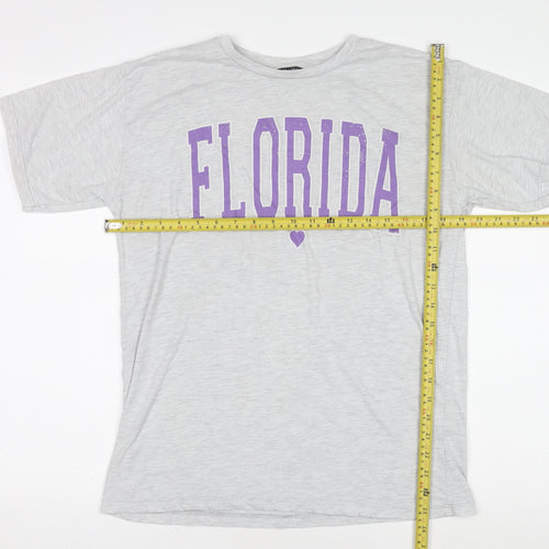 MaxMila Women’s Grey Florida Print Cotton T-Shirt Size M