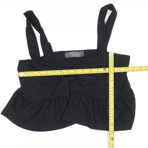 Primark Women’s Black Camisole Tank Top L with Bow Detail