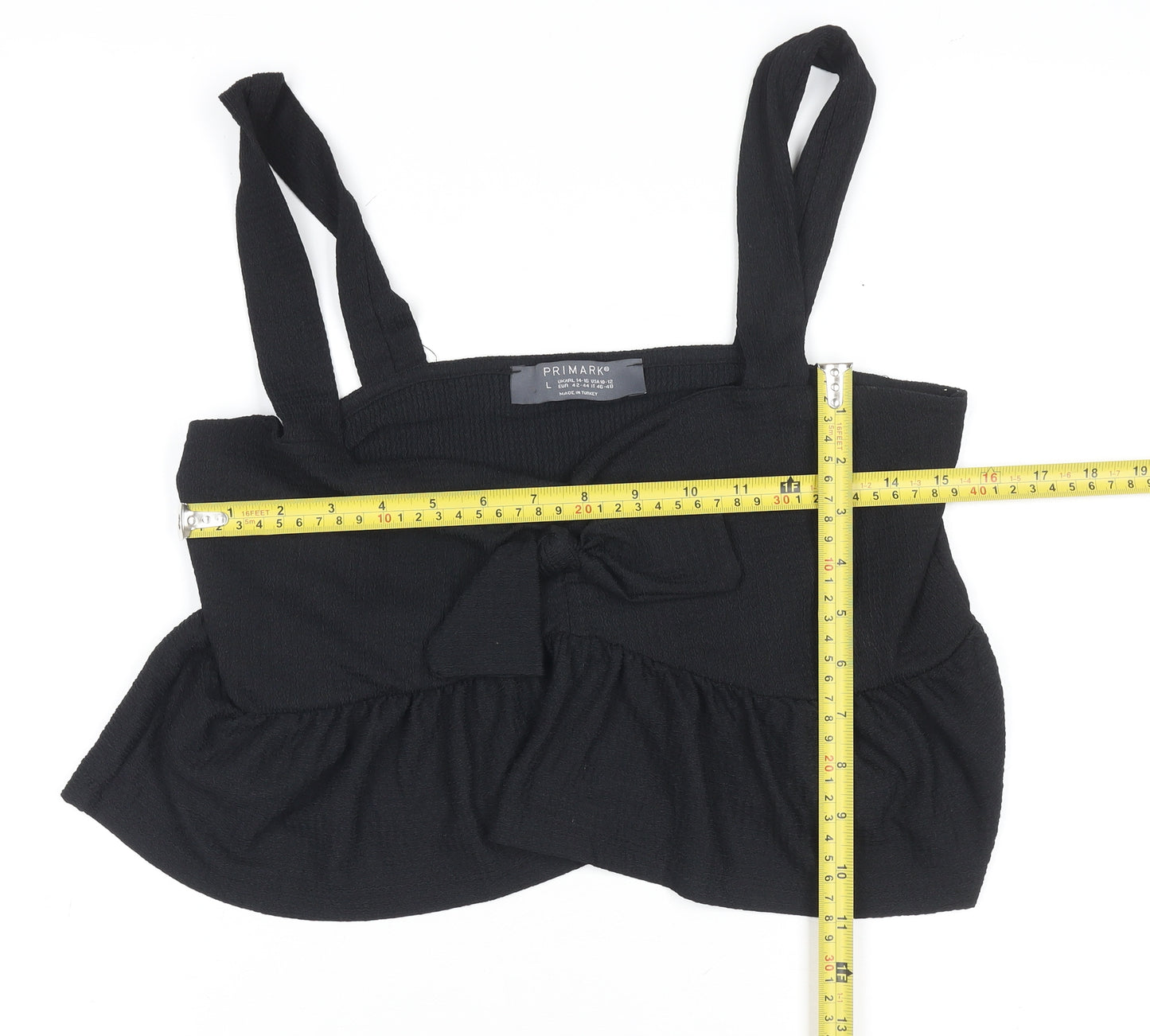 Primark Women’s Black Camisole Tank Top L with Bow Detail