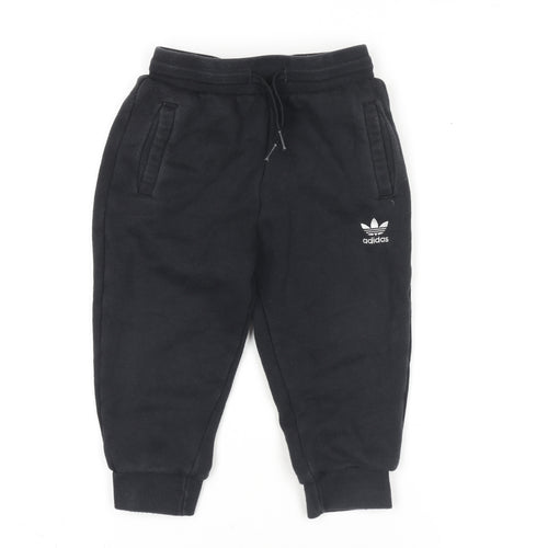 Adidas Boys Black Jogger Sweatpants - Size 6 Years - Drawstring Waist