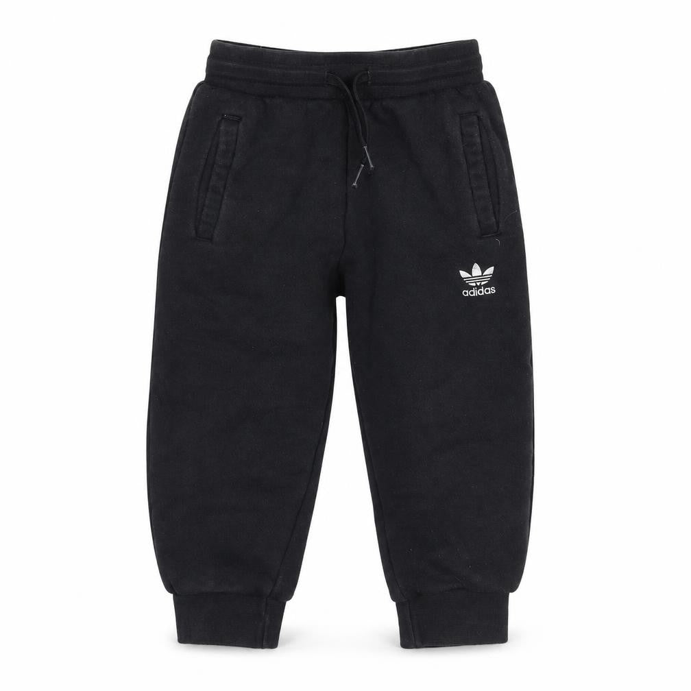 Front view of Adidas boys’ black jogger sweatpants -, size 6, years - drawstring waist