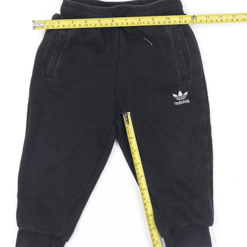 Adidas Boys Black Jogger Sweatpants - Size 6 Years - Drawstring Waist