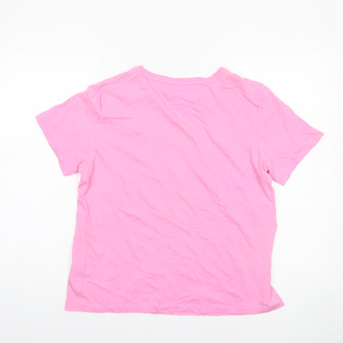 Tommy Jeans Women's Pink Cotton Logo T-Shirt Size L