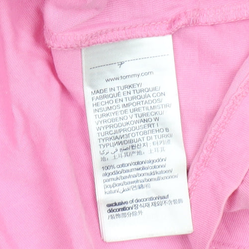 Tommy Jeans Women's Pink Cotton Logo T-Shirt Size L
