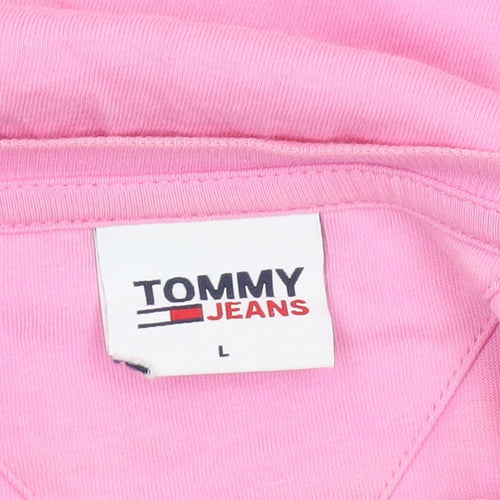 Tommy Jeans Women's Pink Cotton Logo T-Shirt Size L