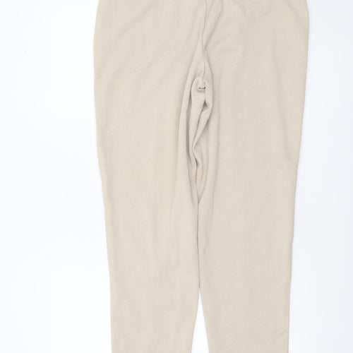 MNG Women's Beige Tapered Knit Trousers Size M Comfortable Workwear Pants