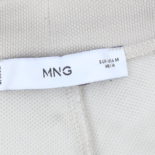 MNG Women's Beige Tapered Knit Trousers Size M Comfortable Workwear Pants