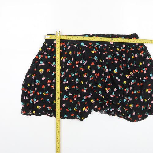 Dunnes Stores Women’s Black Floral Bubble Hem Short Skirt Size L