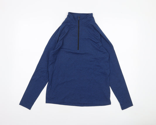 St. Bernard Blue Men's S Long Sleeve 1/4 Zip Activewear Top