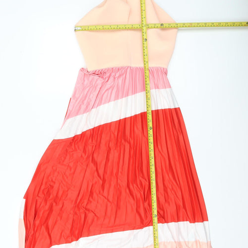 ASOS Women’s Multicoloured Halter Pleated Midi A-Line Dress Size 8