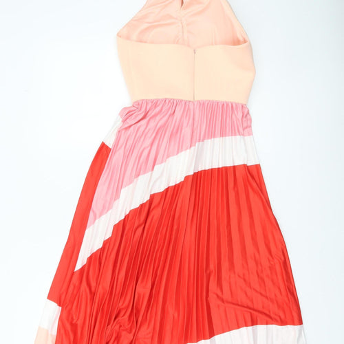 ASOS Women’s Multicoloured Halter Pleated Midi A-Line Dress Size 8