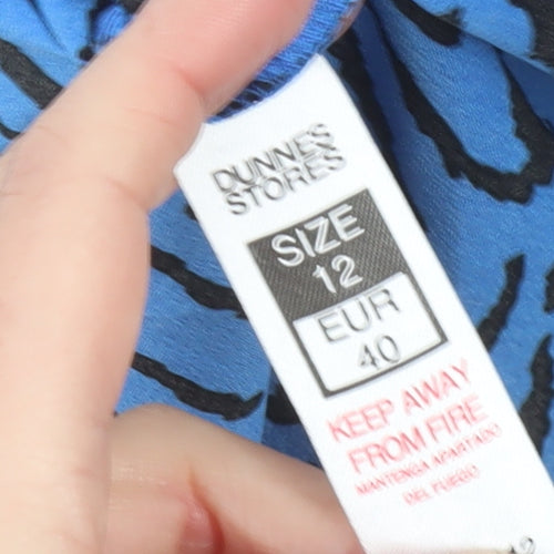 Dunnes Stores Women’s Blue Animal Print Midi Pencil Skirt Size 12