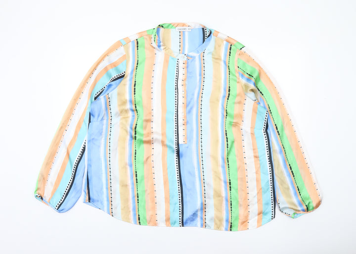 Gallery Women’s Multicoloured Striped Long Sleeve Blouse UK 20