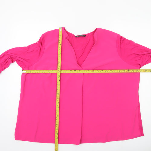 Dunnes Women’s Pink V-Neck Long Sleeve Blouse Size 2XL