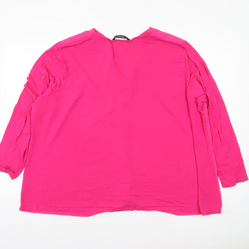 Dunnes Women’s Pink V-Neck Long Sleeve Blouse Size 2XL