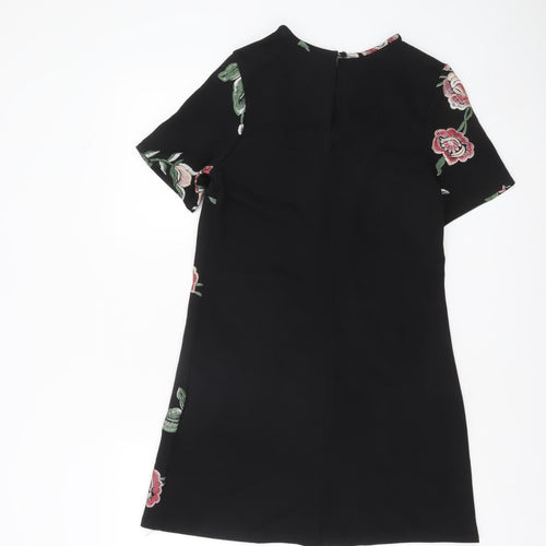 New Look Women's Black Floral Embroidered Shift Dress Size 10