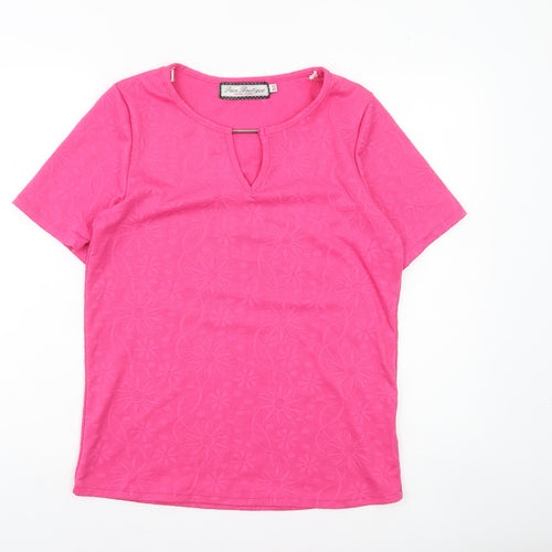 Paco Boutique Women's Pink Floral Stretch T-Shirt Size 10