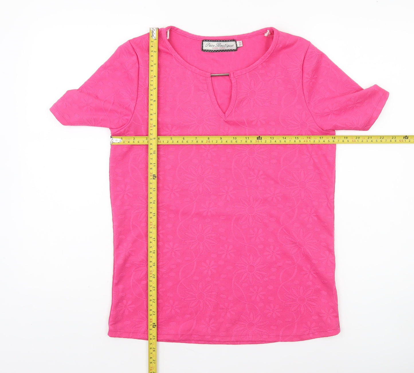Paco Boutique Women's Pink Floral Stretch T-Shirt Size 10