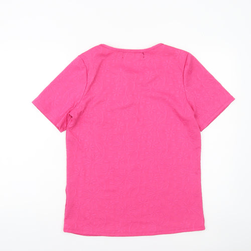 Paco Boutique Women's Pink Floral Stretch T-Shirt Size 10