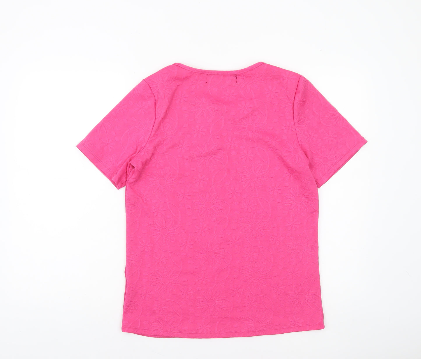 Paco Boutique Women's Pink Floral Stretch T-Shirt Size 10