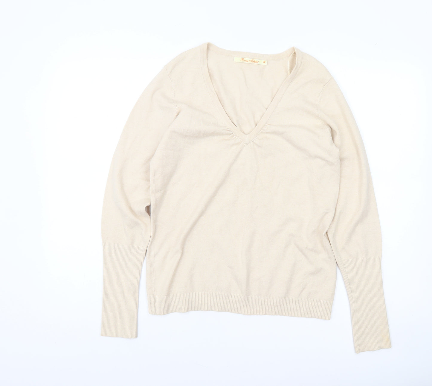 River Island Womens Beige V-Neck Pullover Jumper Size 14