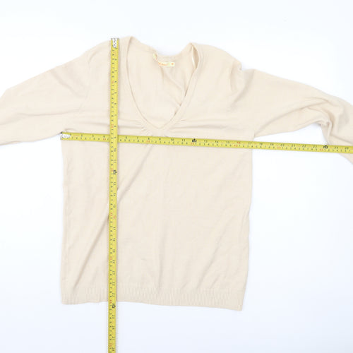 River Island Womens Beige V-Neck Pullover Jumper Size 14
