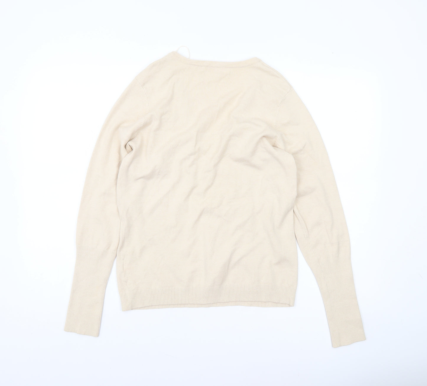 River Island Womens Beige V-Neck Pullover Jumper Size 14