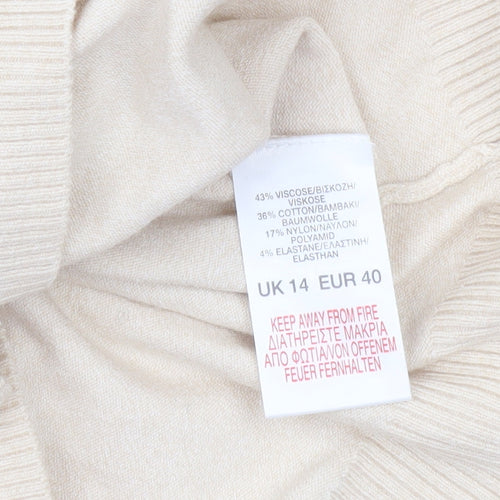 River Island Womens Beige V-Neck Pullover Jumper Size 14