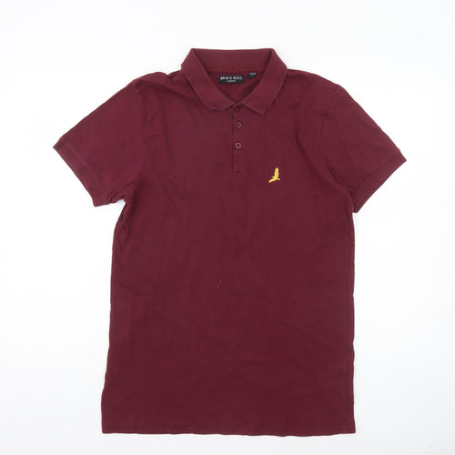 Brave Soul Men’s Red Cotton Short Sleeve Polo Shirt Size L