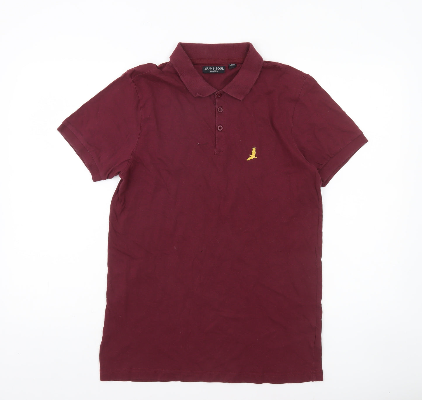 Brave Soul Men’s Red Cotton Short Sleeve Polo Shirt Size L
