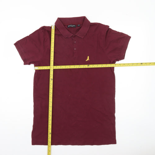 Brave Soul Men’s Red Cotton Short Sleeve Polo Shirt Size L