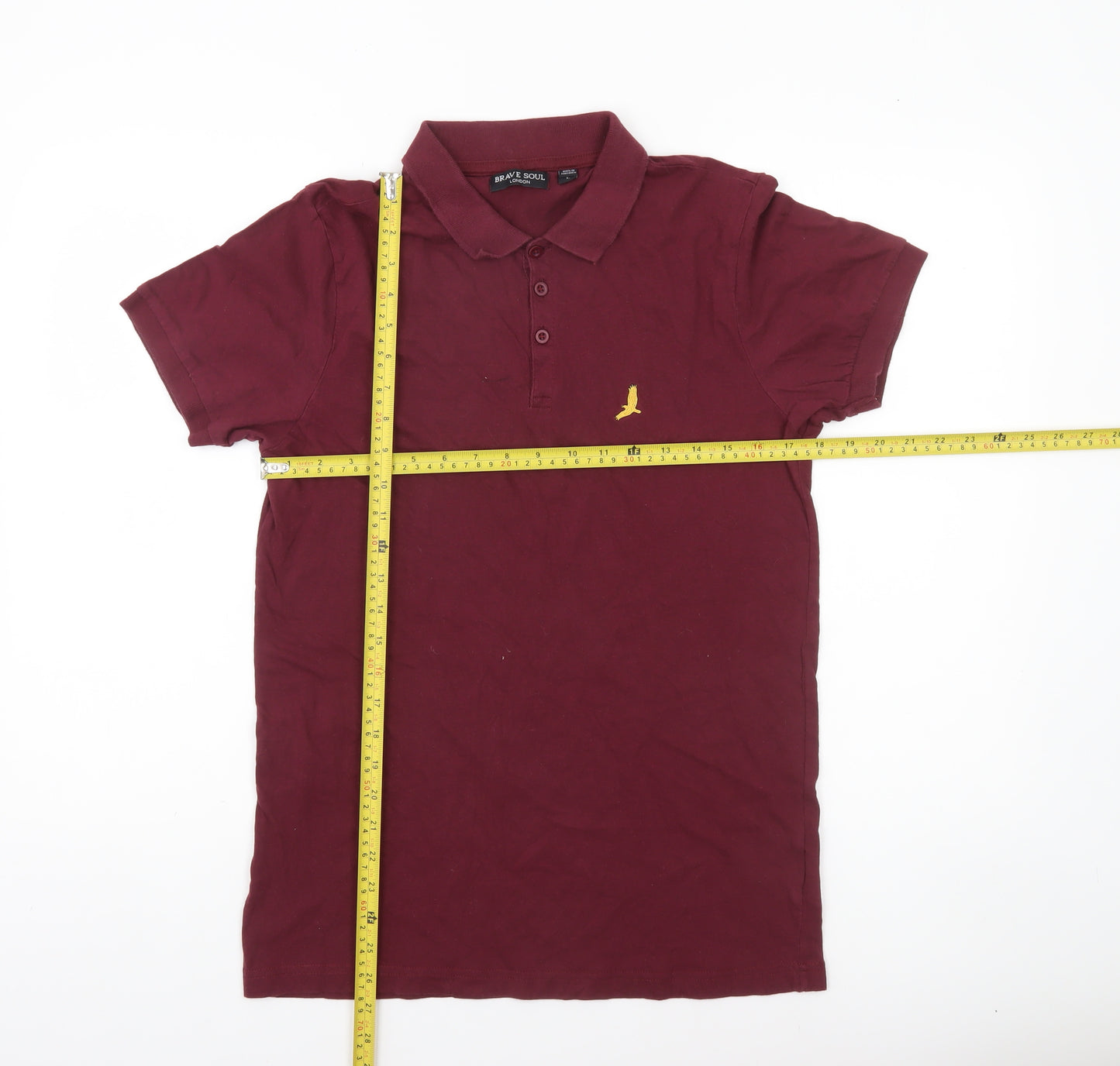 Brave Soul Men’s Red Cotton Short Sleeve Polo Shirt Size L