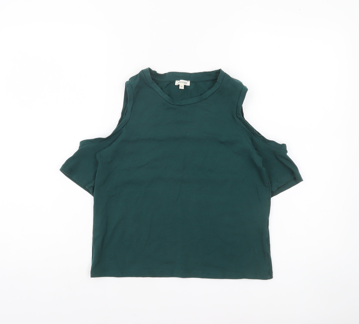 River Island Women’s Green Cold Shoulder Cotton T-Shirt Size 10
