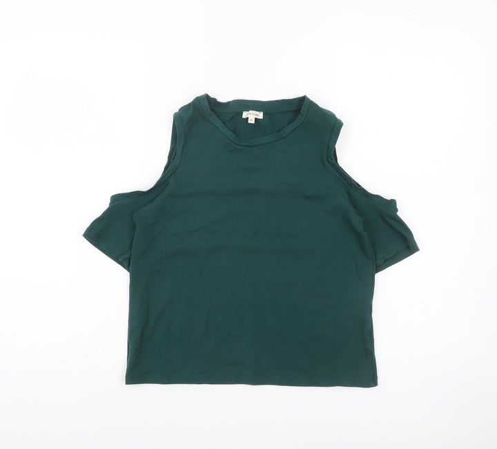 River Island Women’s Green Cold Shoulder Cotton T-Shirt Size 10