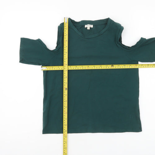 River Island Women’s Green Cold Shoulder Cotton T-Shirt Size 10