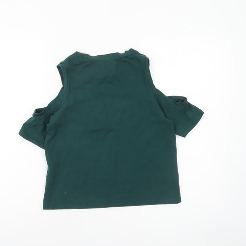 River Island Women’s Green Cold Shoulder Cotton T-Shirt Size 10