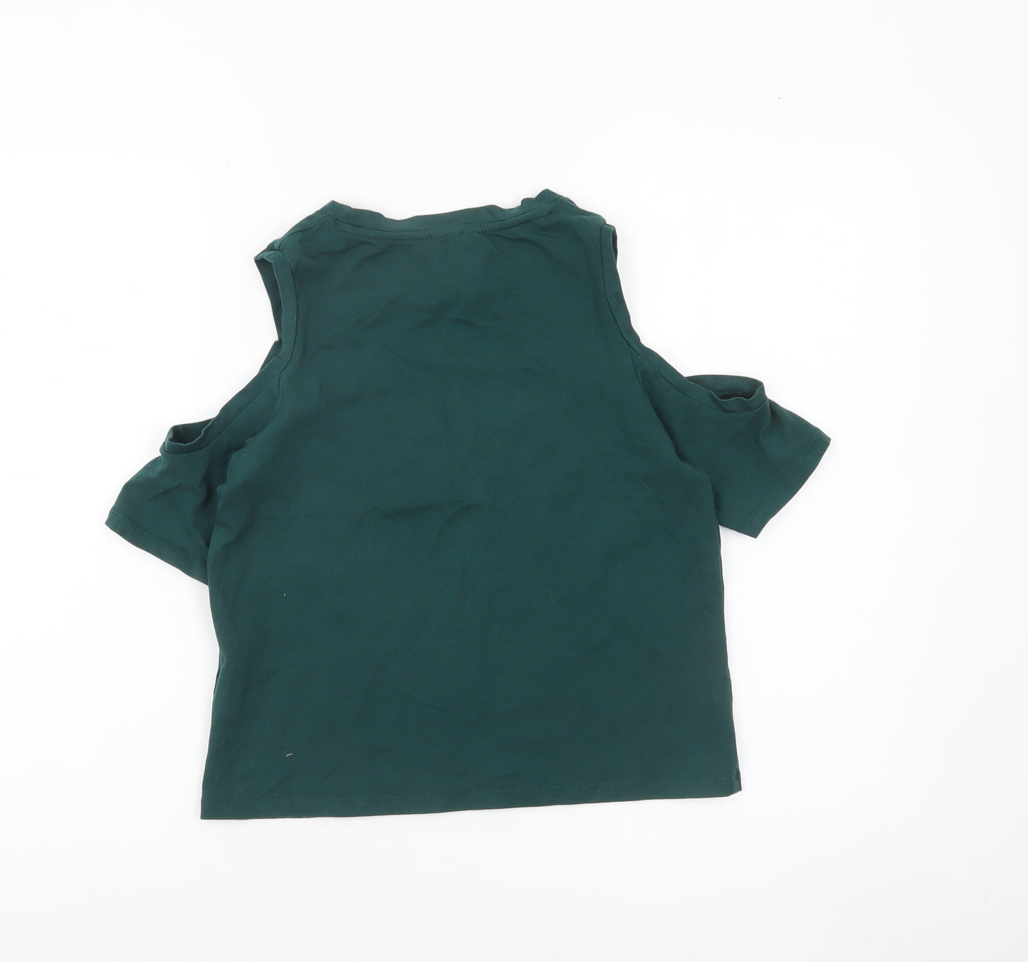 River Island Women’s Green Cold Shoulder Cotton T-Shirt Size 10