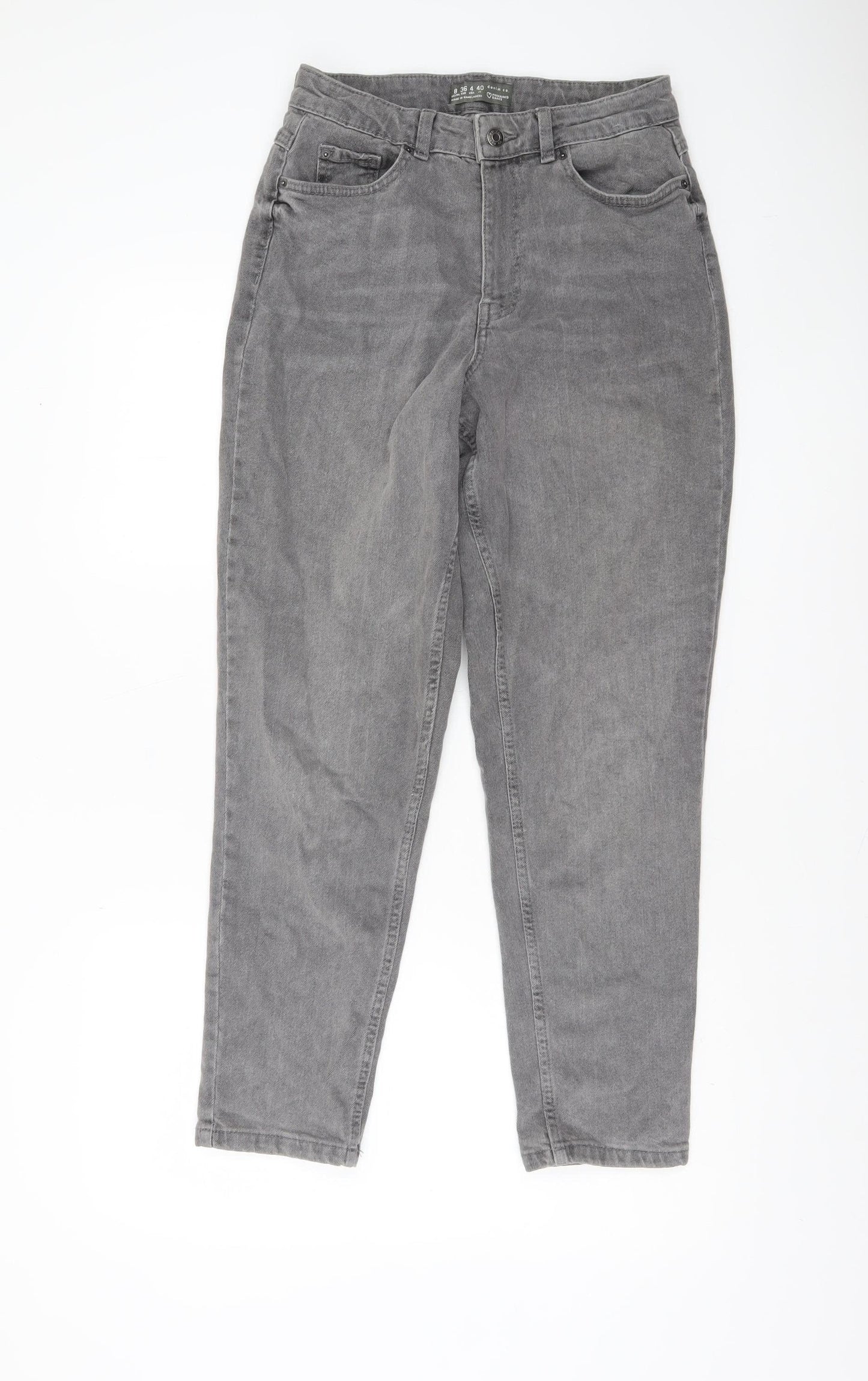 Primark Women Grey Straight Leg Jeans Size 8 Regular Fit Denim