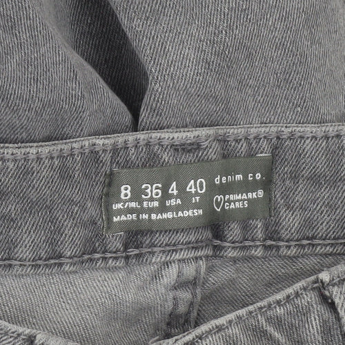 Primark Women Grey Straight Leg Jeans Size 8 Regular Fit Denim