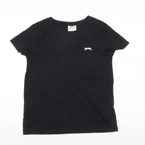 Slazenger Women’s Black V-Neck Short Sleeve Basic T-Shirt Size 10