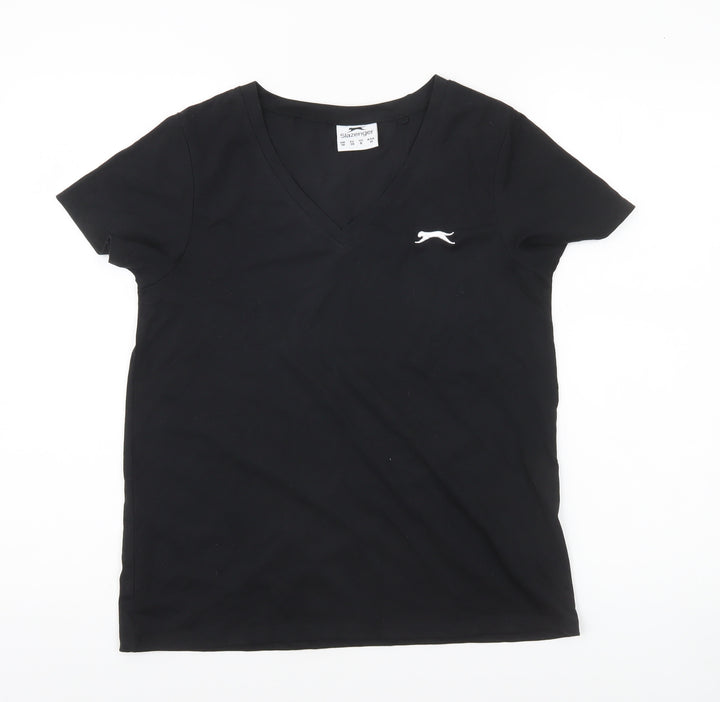 Slazenger Women’s Black V-Neck Short Sleeve Basic T-Shirt Size 10