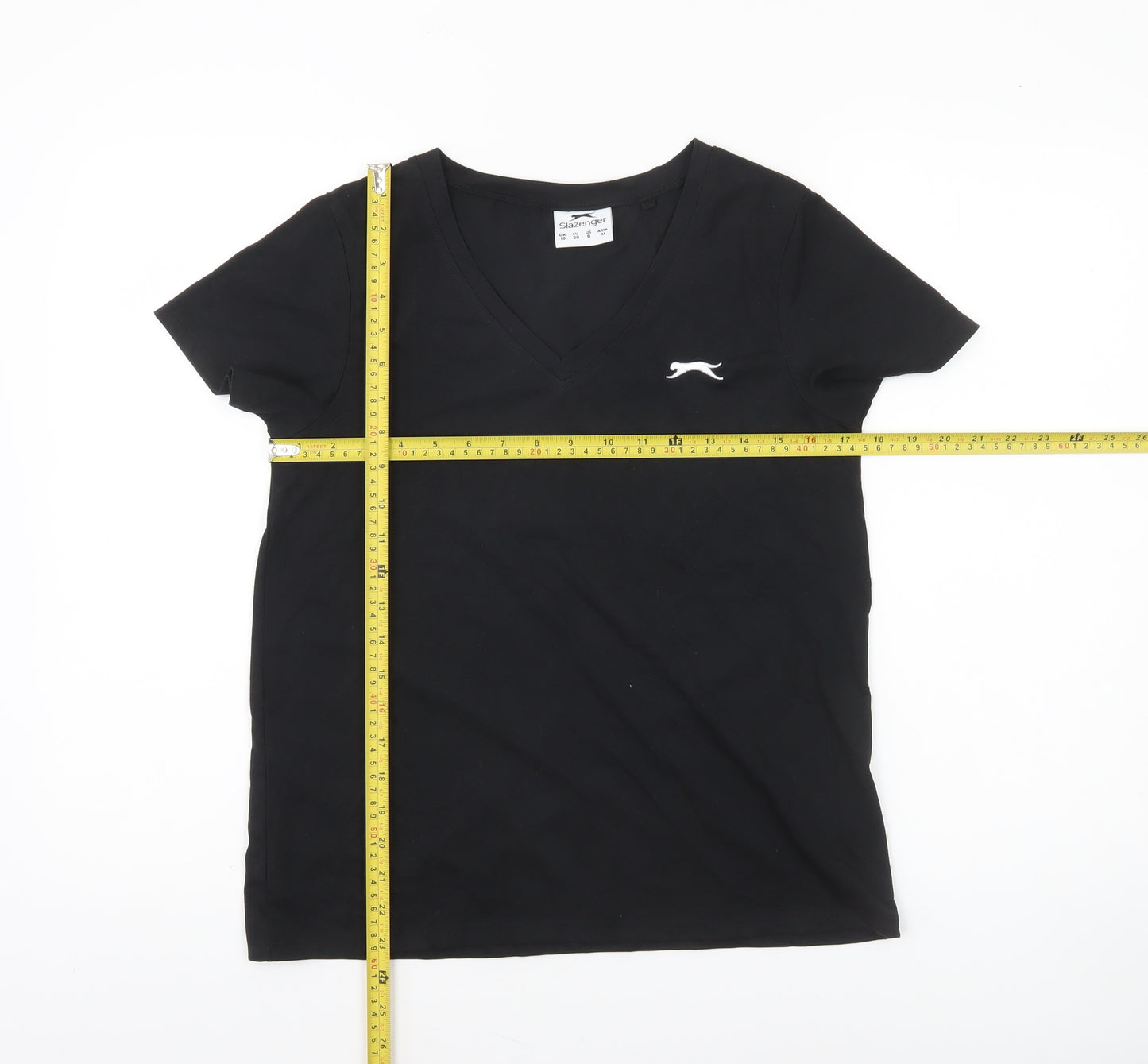 Slazenger Women’s Black V-Neck Short Sleeve Basic T-Shirt Size 10