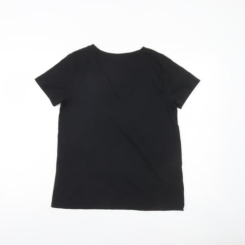 Slazenger Women’s Black V-Neck Short Sleeve Basic T-Shirt Size 10