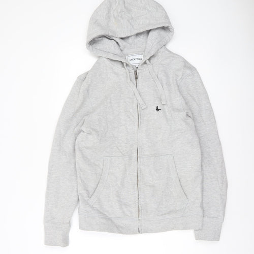 Jack Wills Men’s Grey Full Zip Hoodie Size S Cotton Fleece