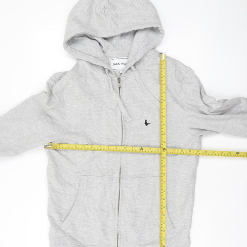 Jack Wills Men’s Grey Full Zip Hoodie Size S Cotton Fleece