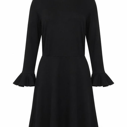 Missguided Women’s Black Size 6 Fit & Flare Knit Ruffle Sleeve Dress